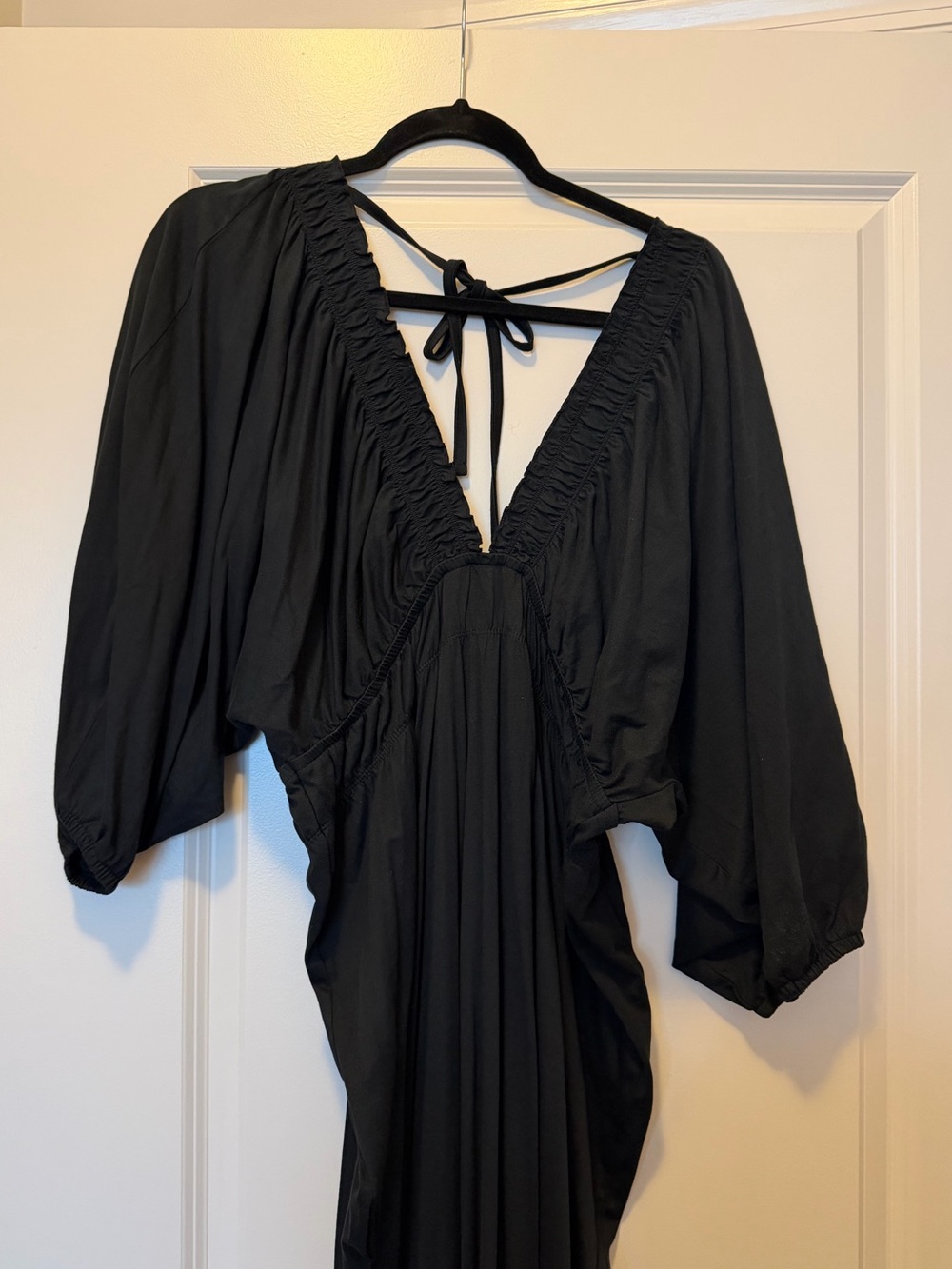 ASOS Black V-Neck Tie-Back Maxi Dress